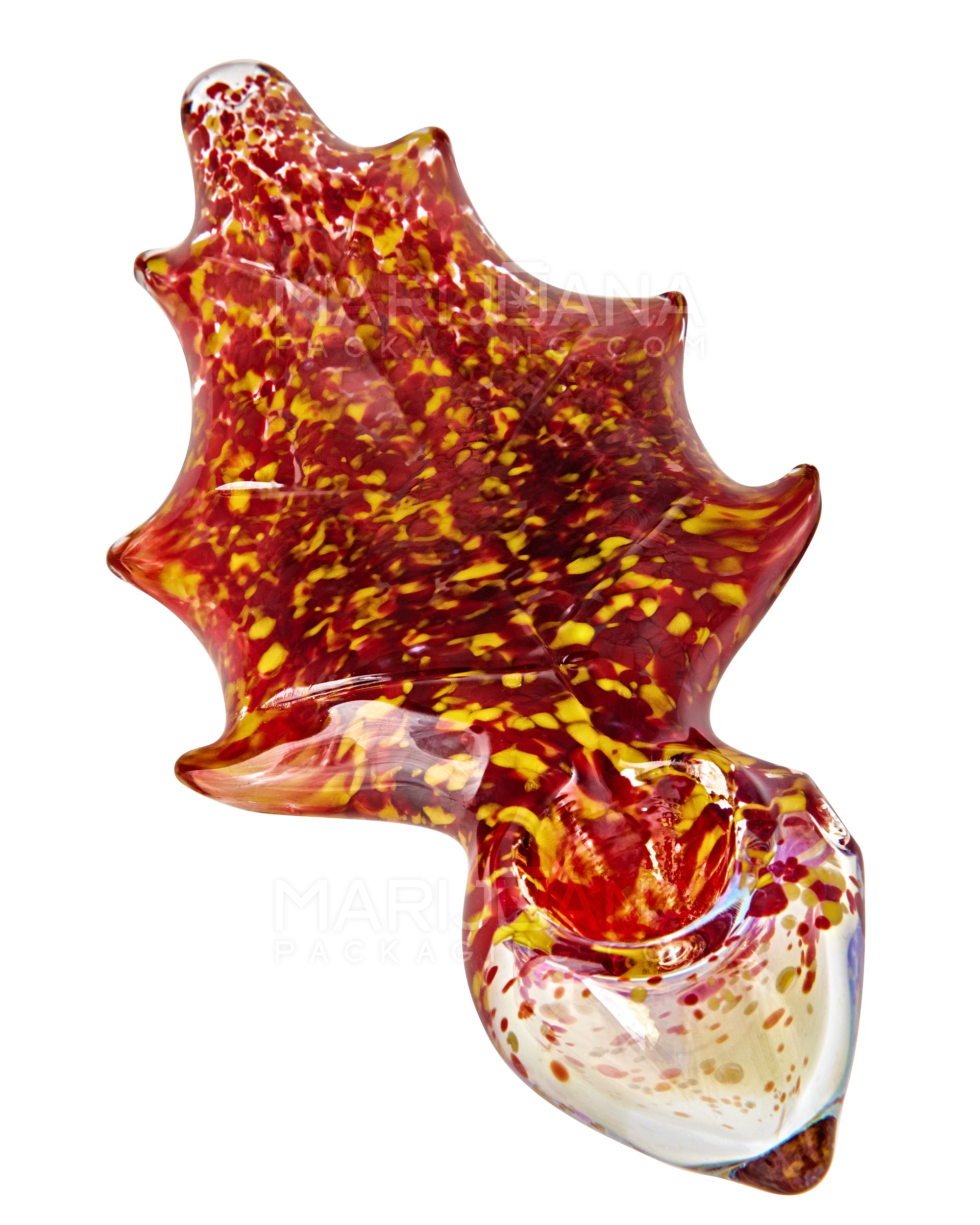 Frit & Gold Fumed Oak Leaf Hand Pipe | 5in Long - Glass - Assorted - 1