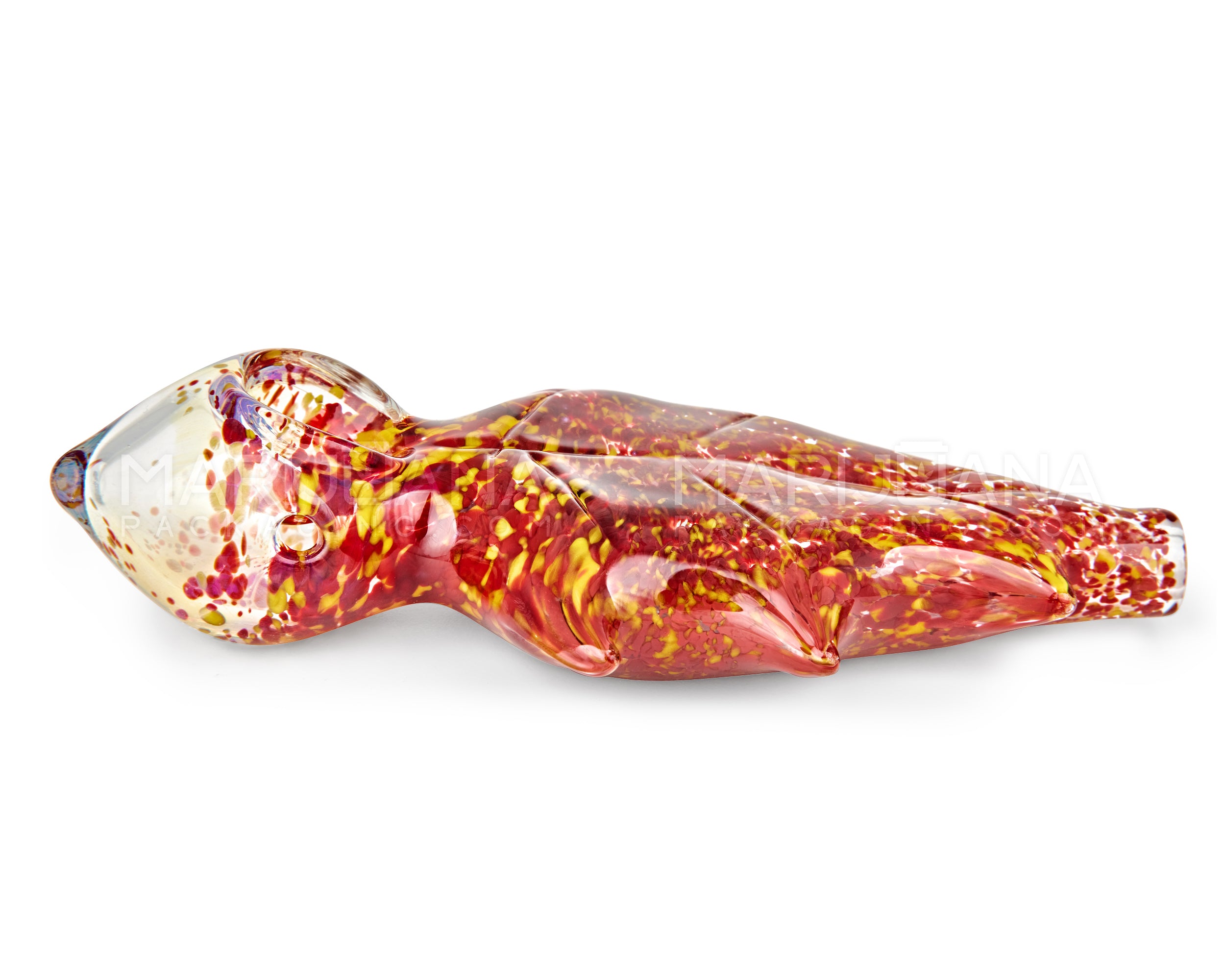 Frit & Gold Fumed Oak Leaf Hand Pipe | 5in Long - Glass - Assorted - 4