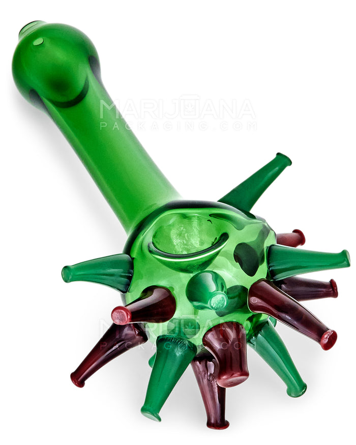 Spiked Ball Explosion Spoon Hand Pipe | 6in Long - Glass - Green Image