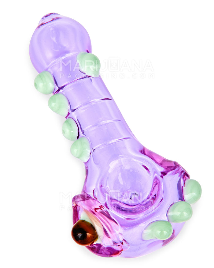 Eyed Spoon Hand Pipe w/ Multi Knockers | 5in Long - Glass - Purple Image