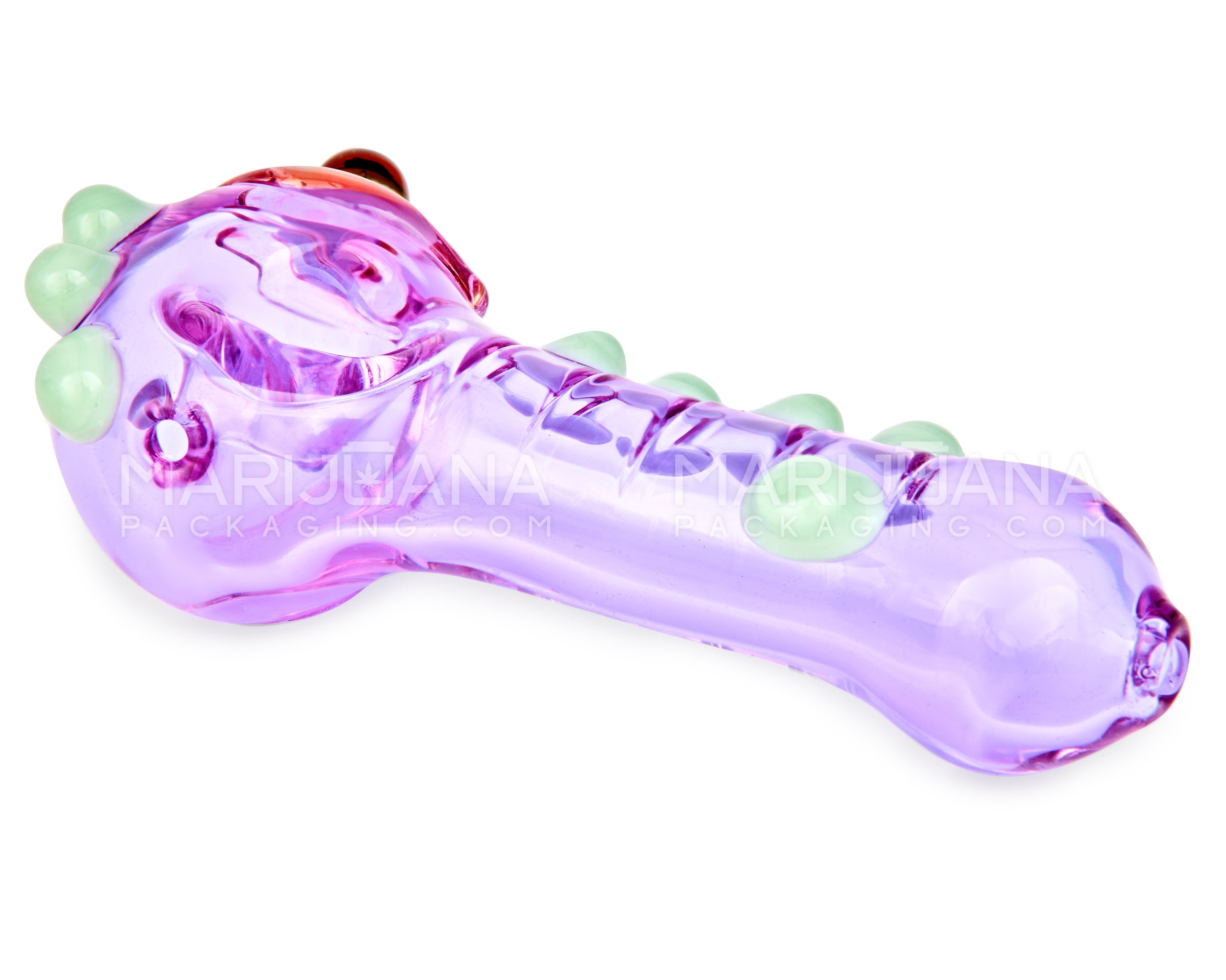 Eyed Spoon Hand Pipe w/ Multi Knockers | 5in Long - Glass - Purple - 4