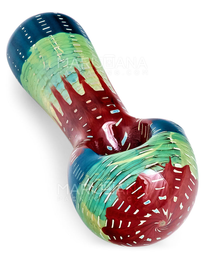 Raked & Print Fumed Spoon Hand Pipe | 5in Long - Glass - Mixed Image