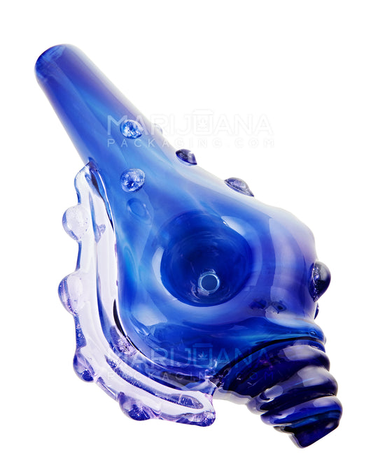 Heady | Color Pull Conch Shell Spoon Hand Pipe w/ Spikes | 6.5in Long - Thick Glass - Assorted