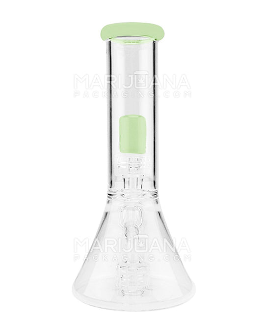 Double Chamber | Straight Neck Showerhead Perc Glass Beaker Water Pipe | 8.5in Tall - 14mm Bowl - Slime - 4