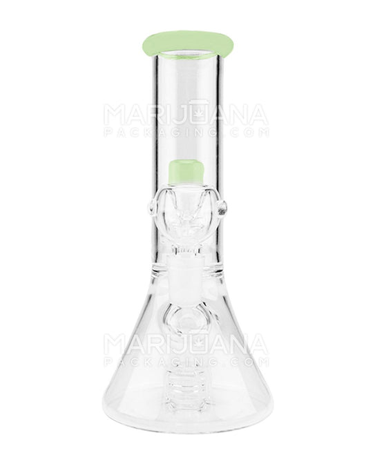 Double Chamber | Straight Neck Showerhead Perc Glass Beaker Water Pipe | 8.5in Tall - 14mm Bowl - Slime - 2