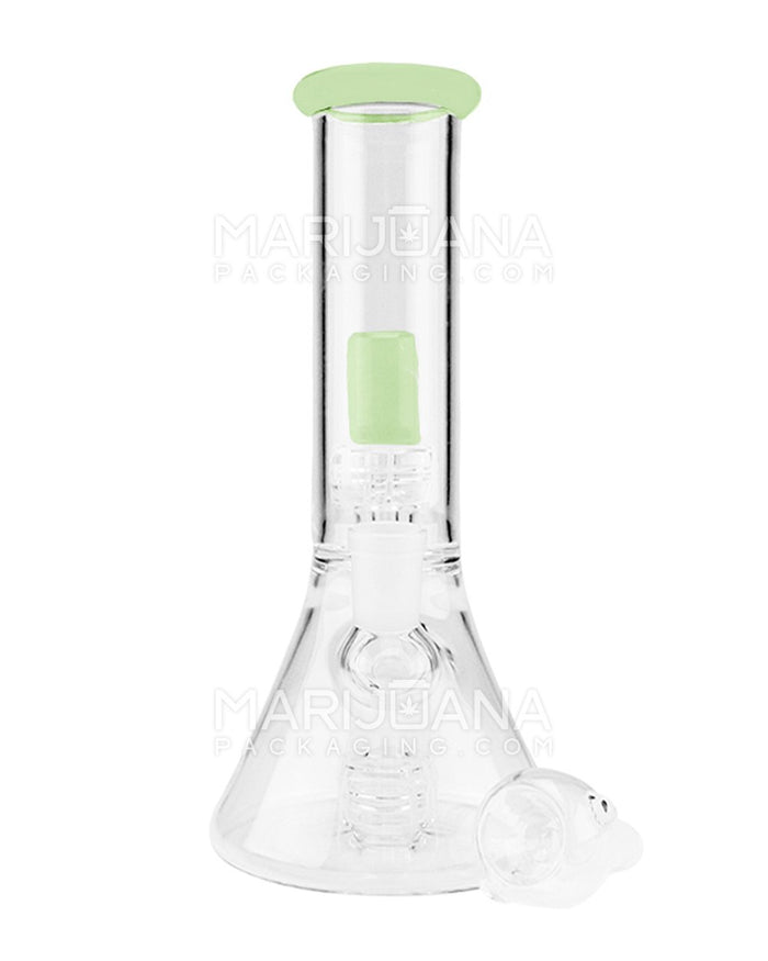 Double Chamber | Straight Neck Showerhead Perc Glass Beaker Water Pipe | 8.5in Tall - 14mm Bowl - Slime Image