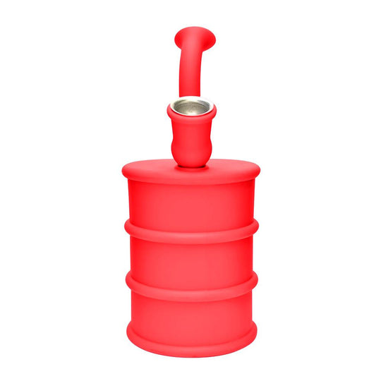 Unbreakable | Oil Can Silicone Water Pipe | 8.5in Tall - Metal Bowl - Red - 4