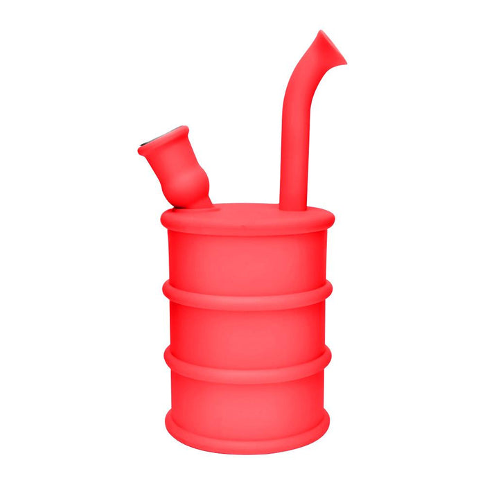 Unbreakable | Oil Can Silicone Water Pipe | 8.5in Tall - Metal Bowl - Red Image