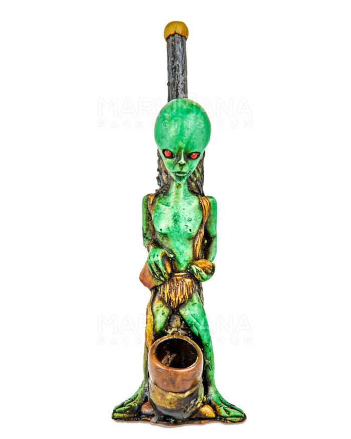 Alien Body Wood Pipe | 6in Tall - Wood Bowl - Green Image