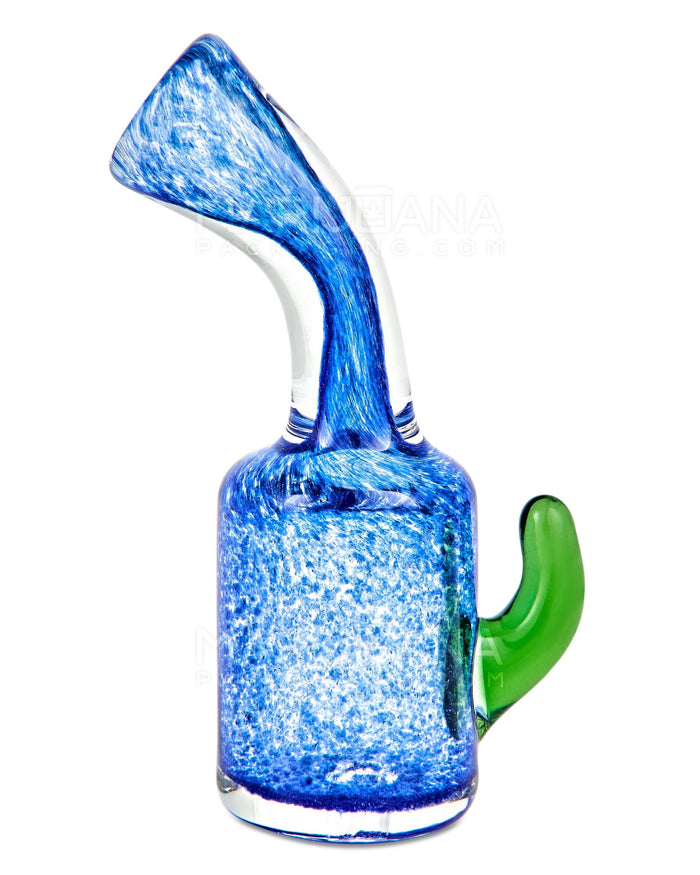 Frit Bulged Chillum Hand Pipe w/ Hook Knocker | 3in Long - Glass - Assorted Image