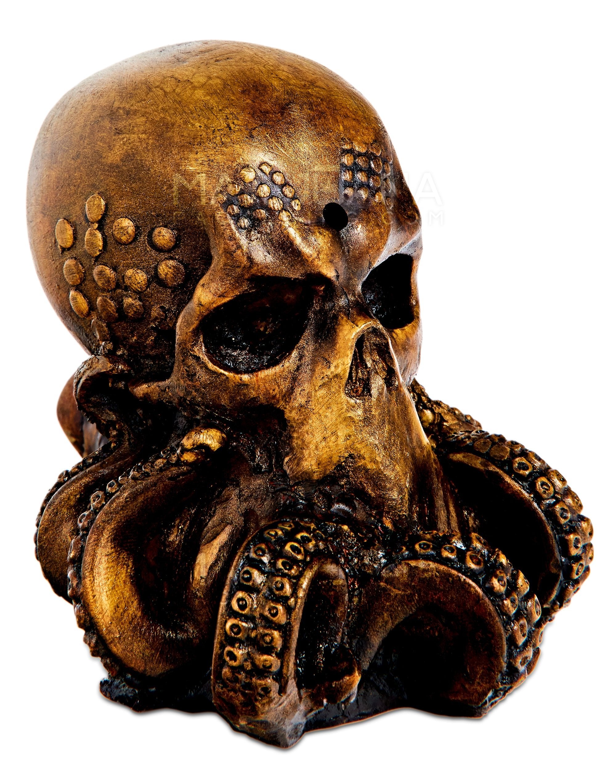 Kraken Skull Wood Pipe | 6in Tall - Wood Bowl - Brown - 3