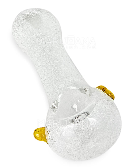 Glow-in-the-Dark | Spoon Hand Pipe w/ Knocker | 4in Long - Glass - White - 1