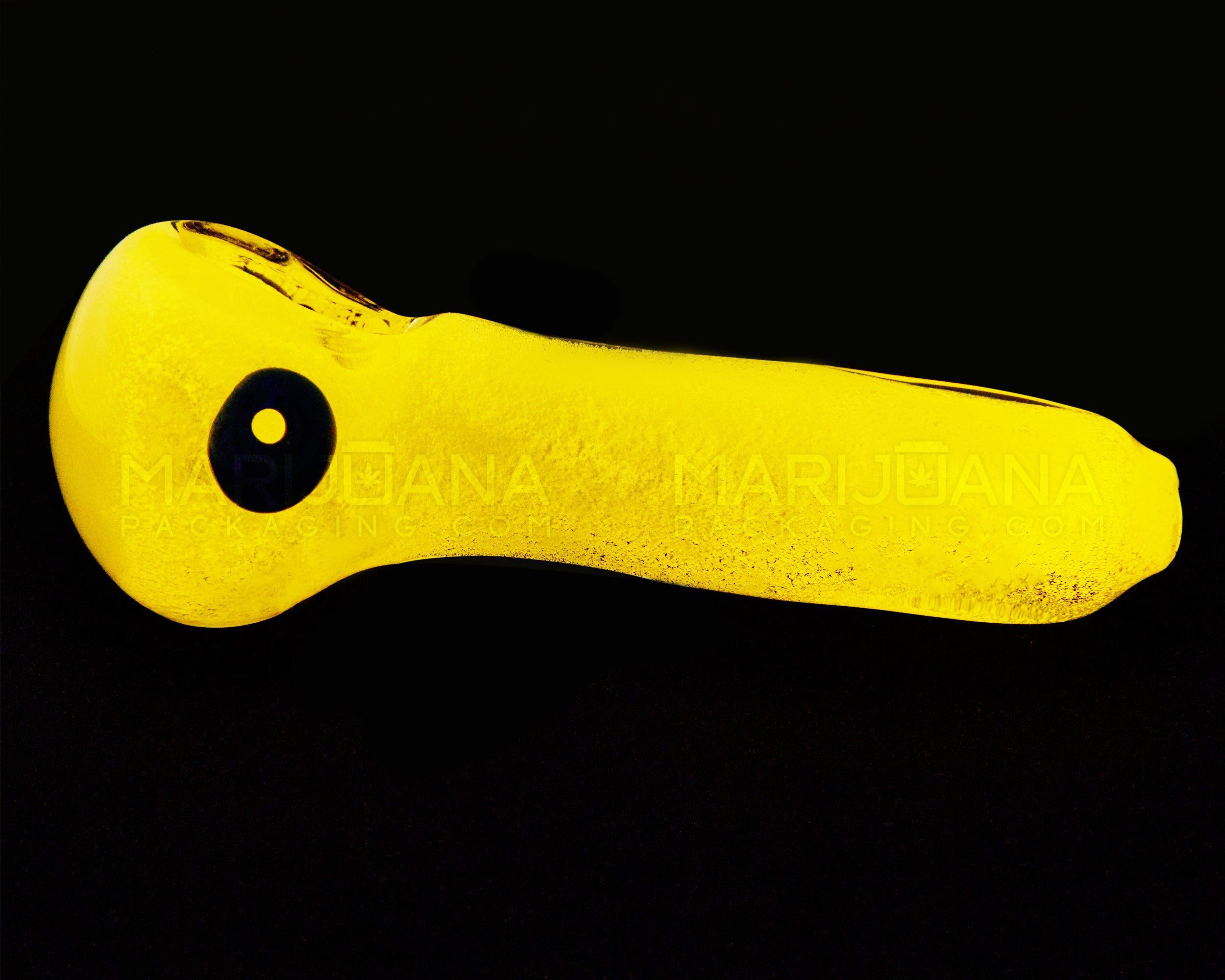 Glow-in-the-Dark | Spoon Hand Pipe w/ Knocker | 4in Long - Glass - White - 6