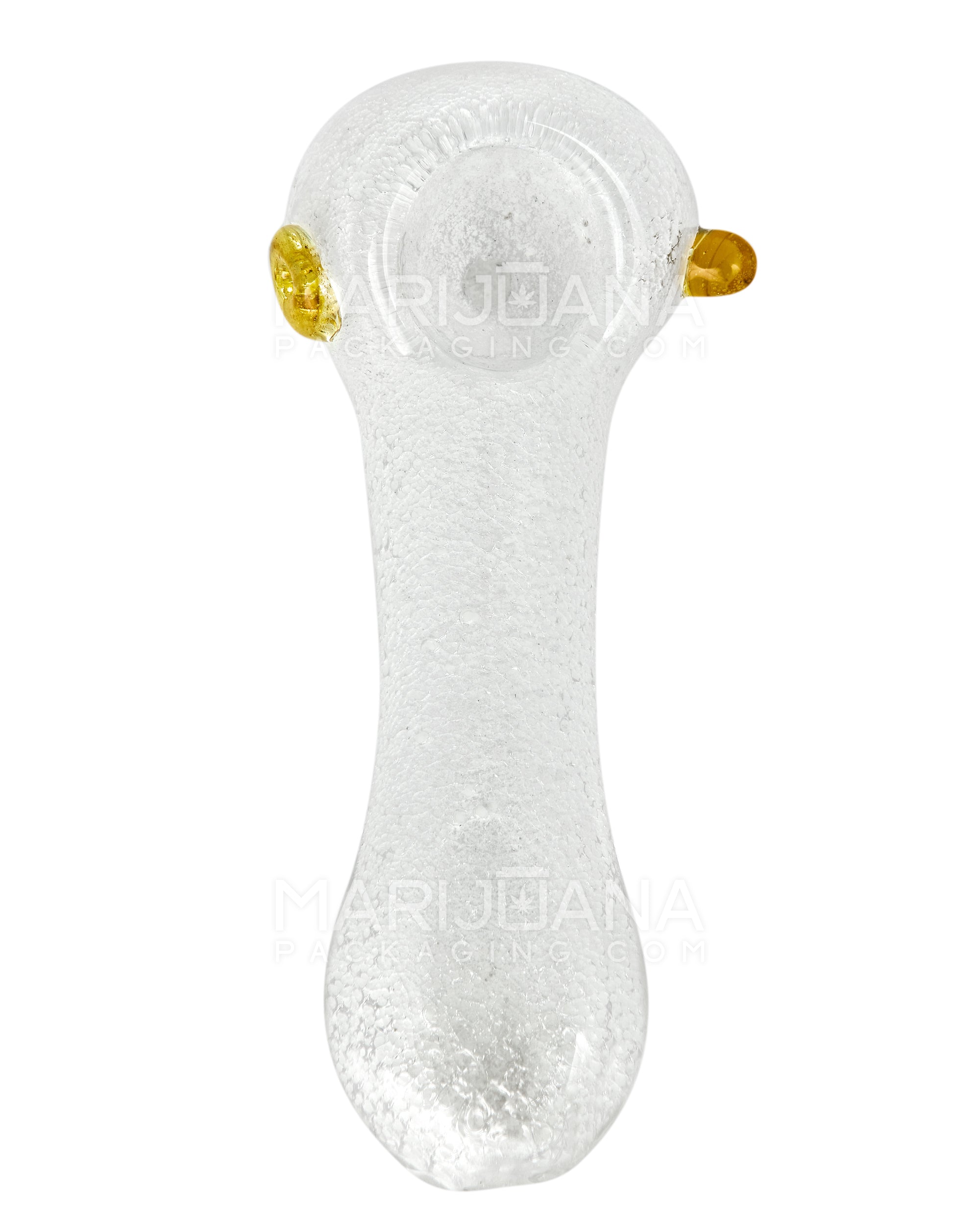 Glow-in-the-Dark | Spoon Hand Pipe w/ Knocker | 4in Long - Glass - White - 2