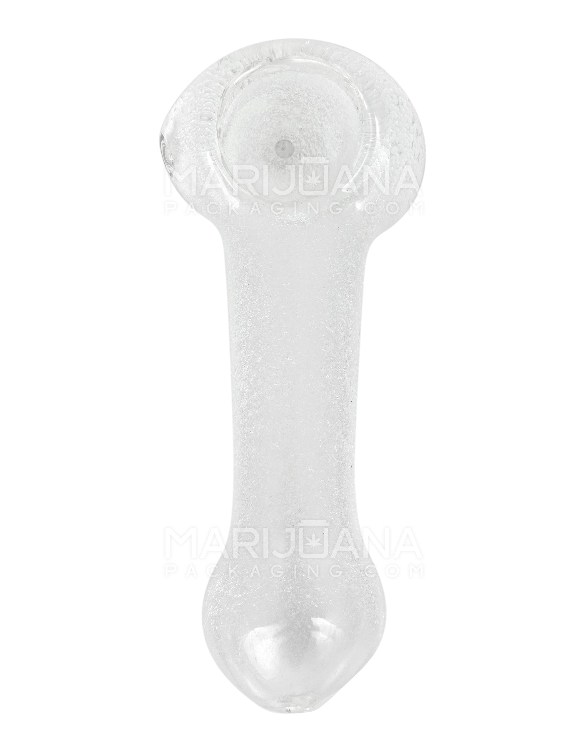 Glow-in-the-Dark | Spoon Hand Pipe w/ Knocker | 4in Long - Glass - White - 5