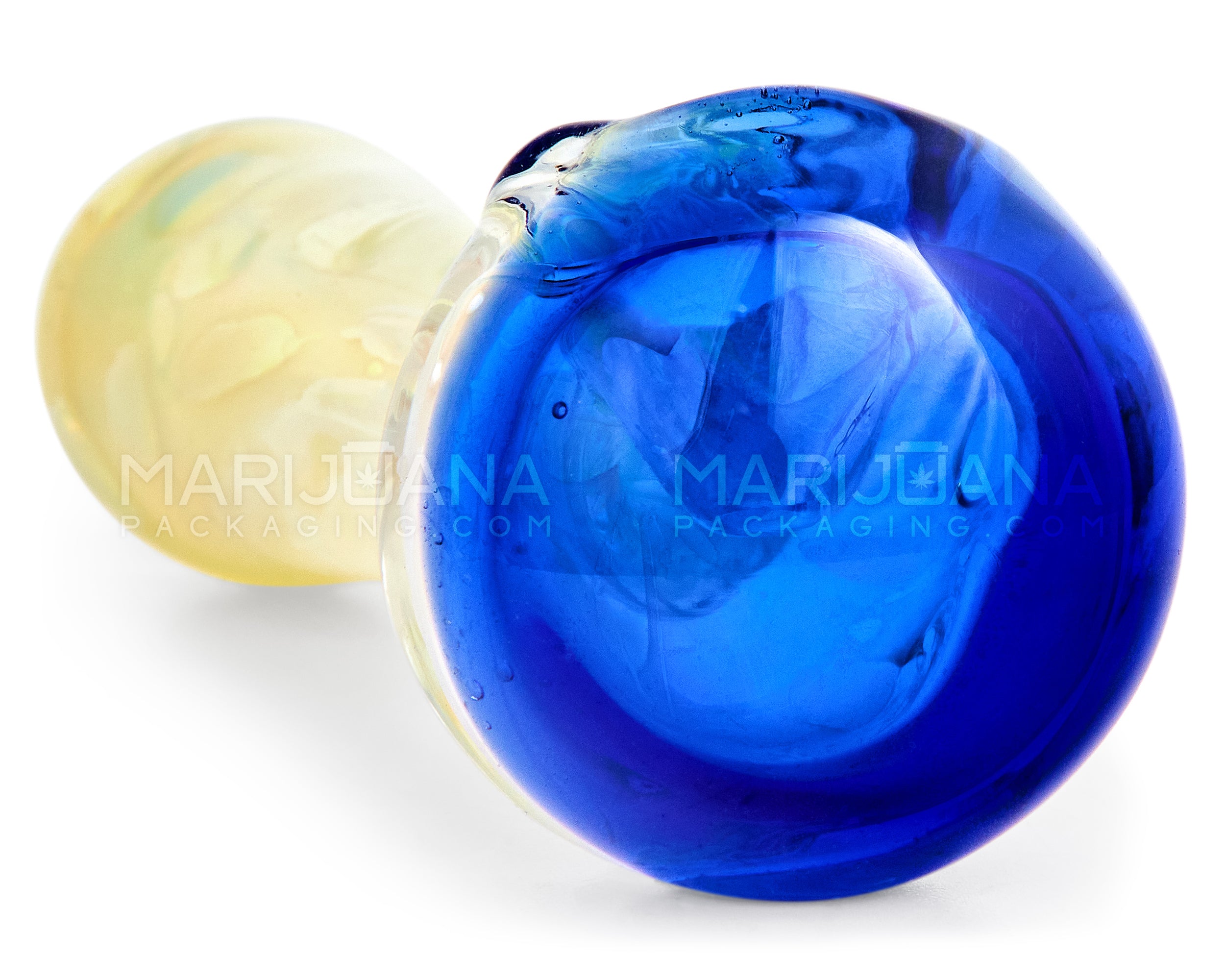 Multi Fumed Spoon Hand Pipe | 4in Long - Glass - Blue - 3