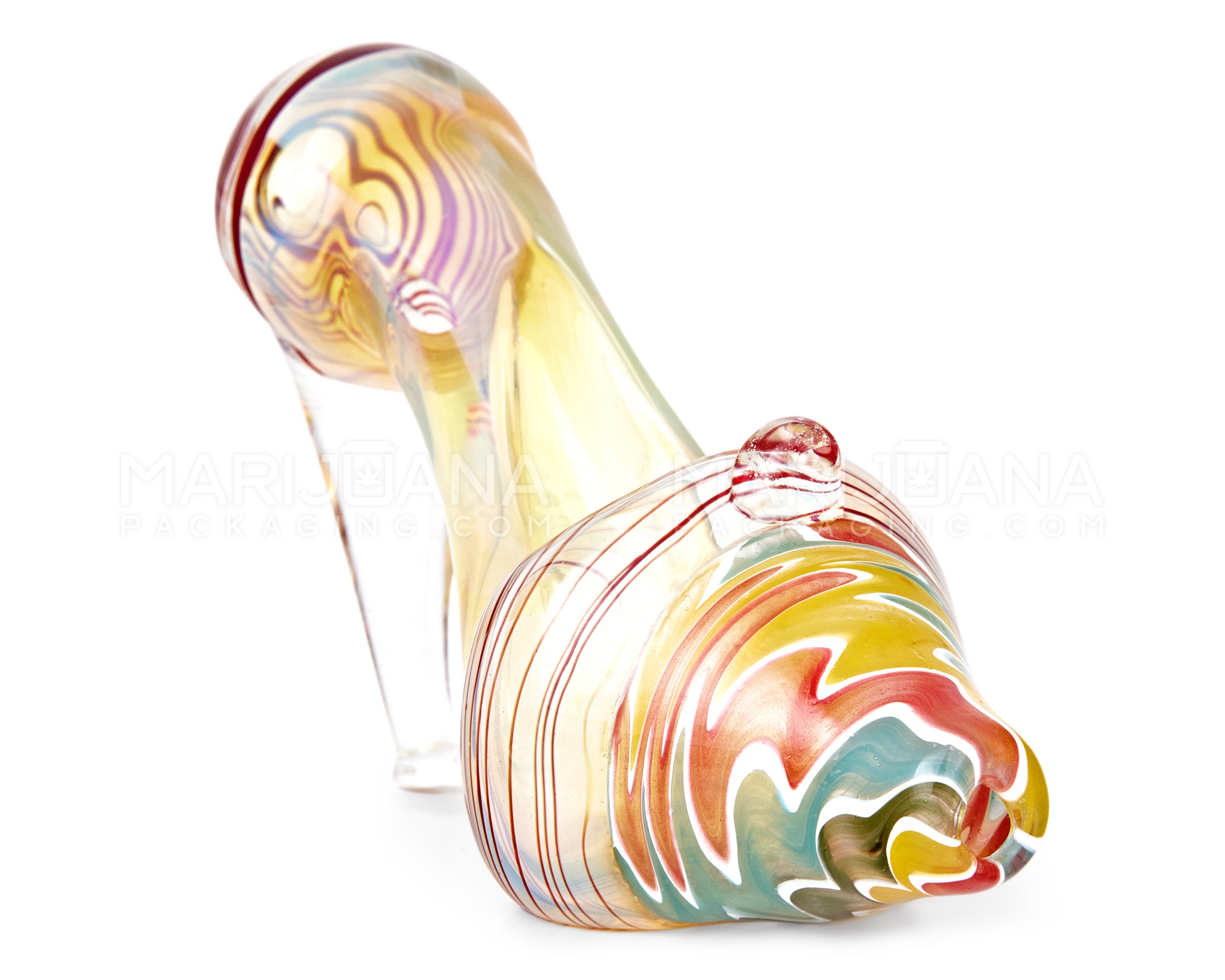 Wig Wag & Multi Fumed High Heel Shoe Hand Pipe w/ Knocker | 6.5in Long - Glass - Mixed - 4