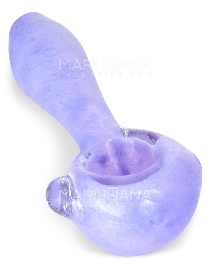 Frit Spoon Hand Pipe w/ Knocker | 4in Long - Glass - Milky Purple Image