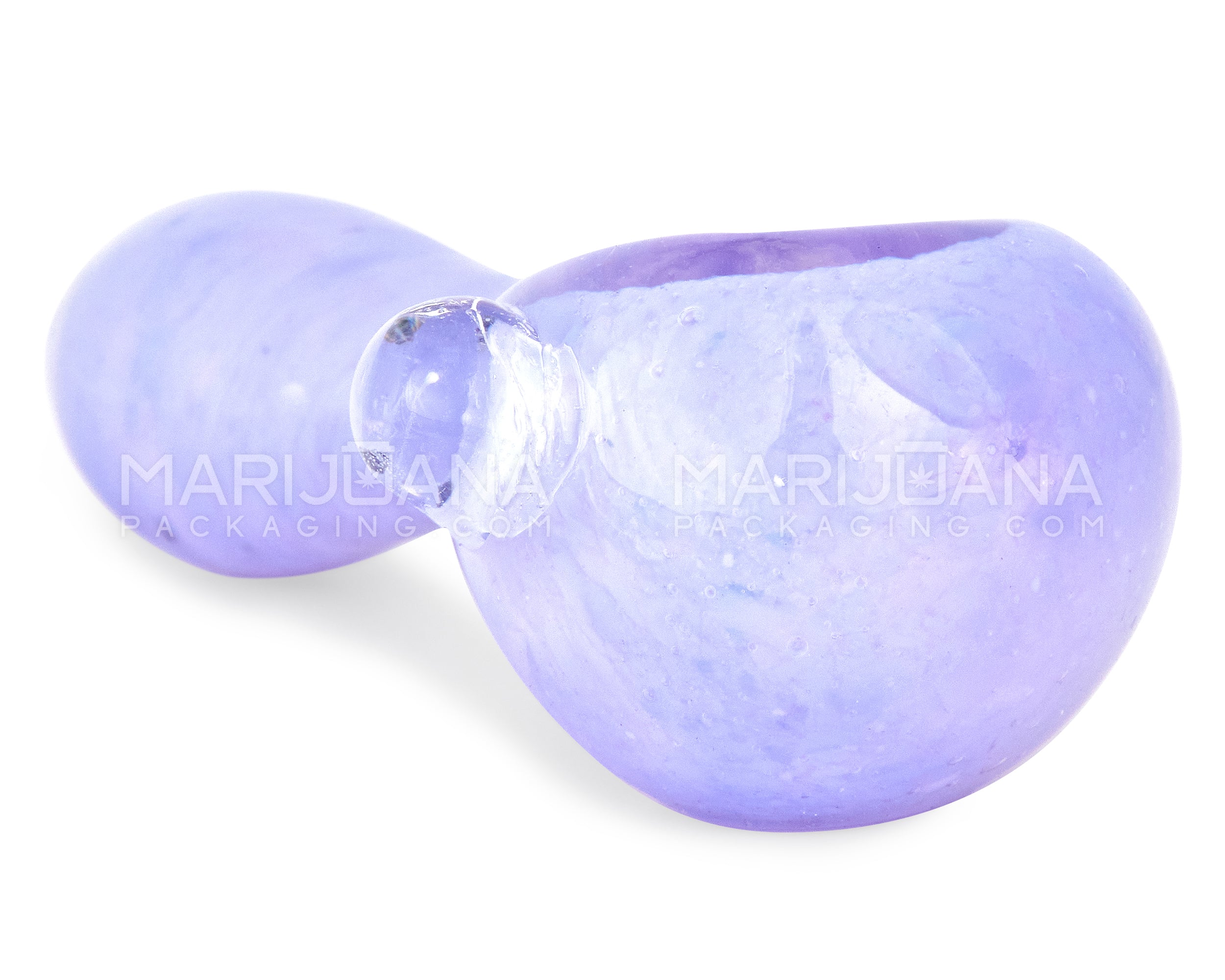 Frit Spoon Hand Pipe w/ Knocker | 4in Long - Glass - Milky Purple - 3