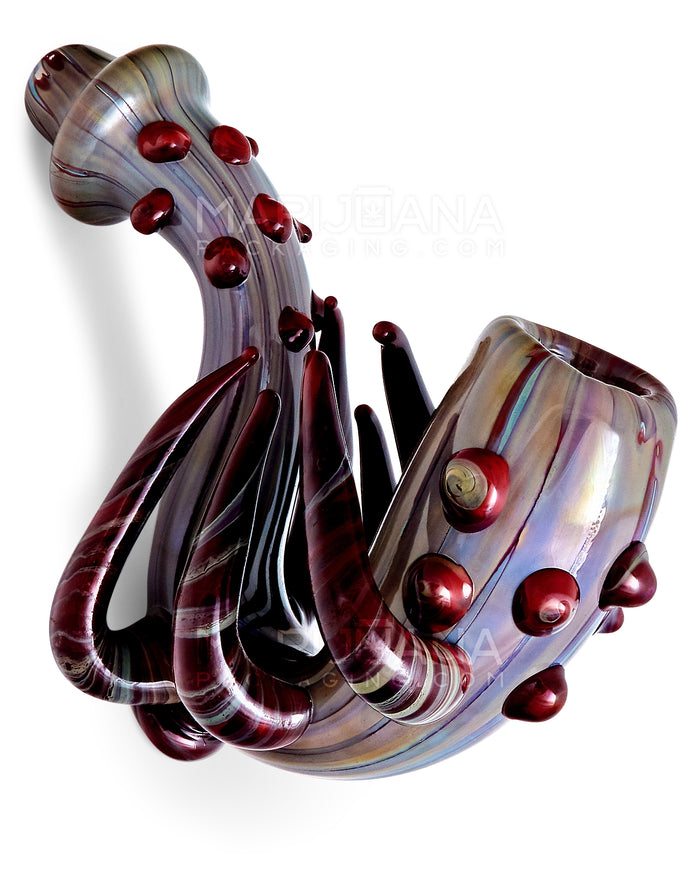 Heady | Color Pull Horned Sherlock Hand Pipe w/ Multi Knockers | 4.5in Long - Glass - Mixed Image