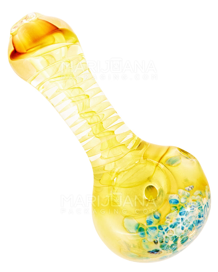 Spiral & Gold Fumed Spoon Hand Pipe w/ Frit | 3.5in Long - Glass - Assorted Image