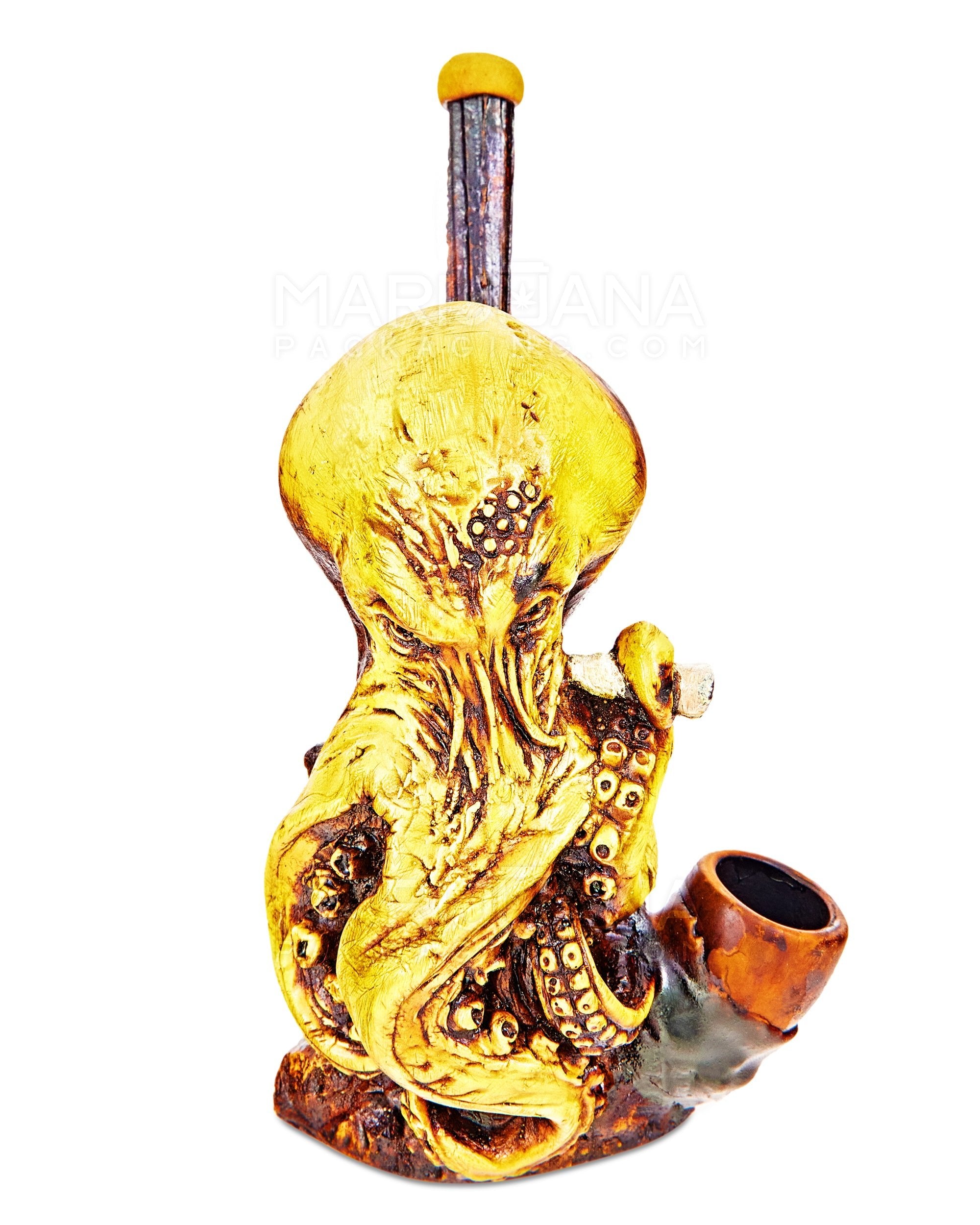 Kraken Wood Pipe | 5in Tall - Wood Bowl - Yellow - 1