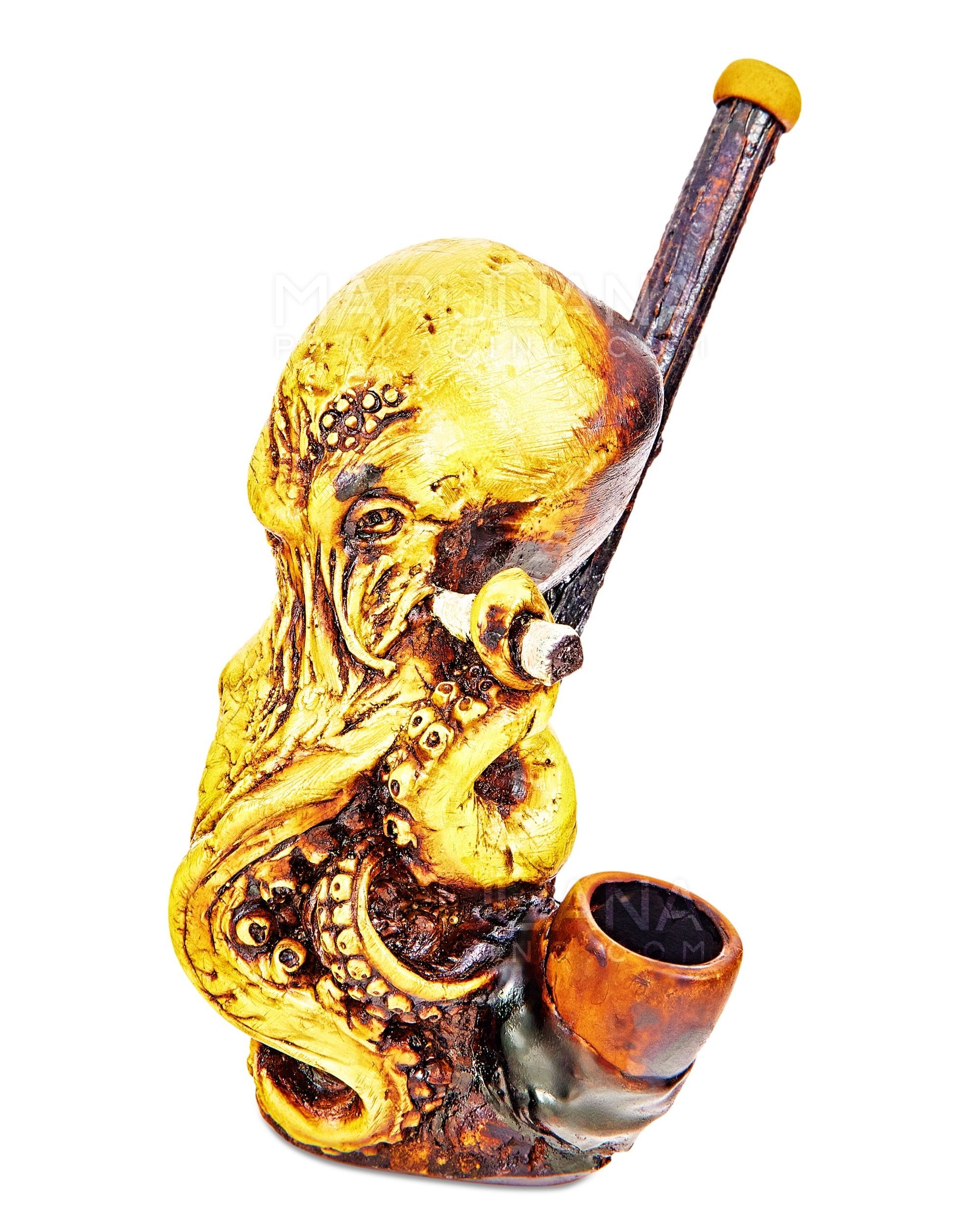 Kraken Wood Pipe | 5in Tall - Wood Bowl - Yellow - 2