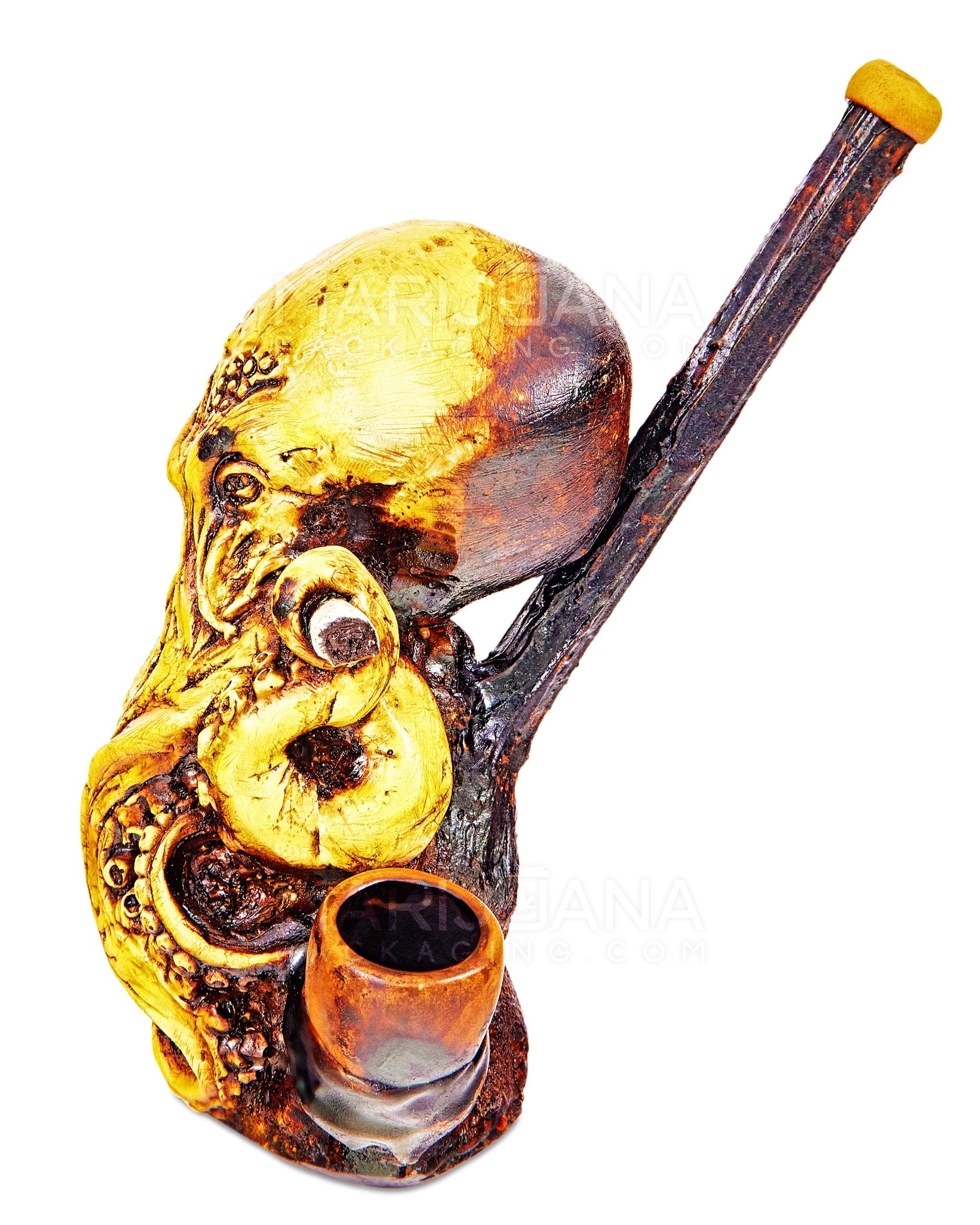 Kraken Wood Pipe | 5in Tall - Wood Bowl - Yellow - 3