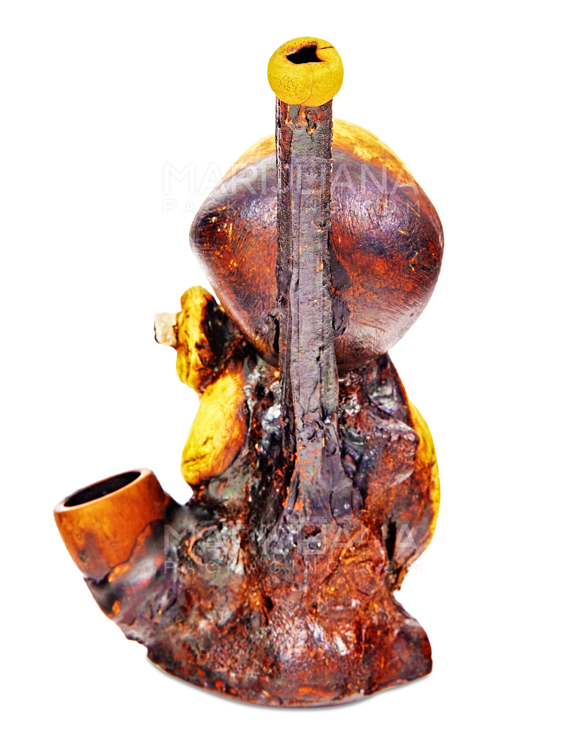 Kraken Wood Pipe | 5in Tall - Wood Bowl - Yellow - 5