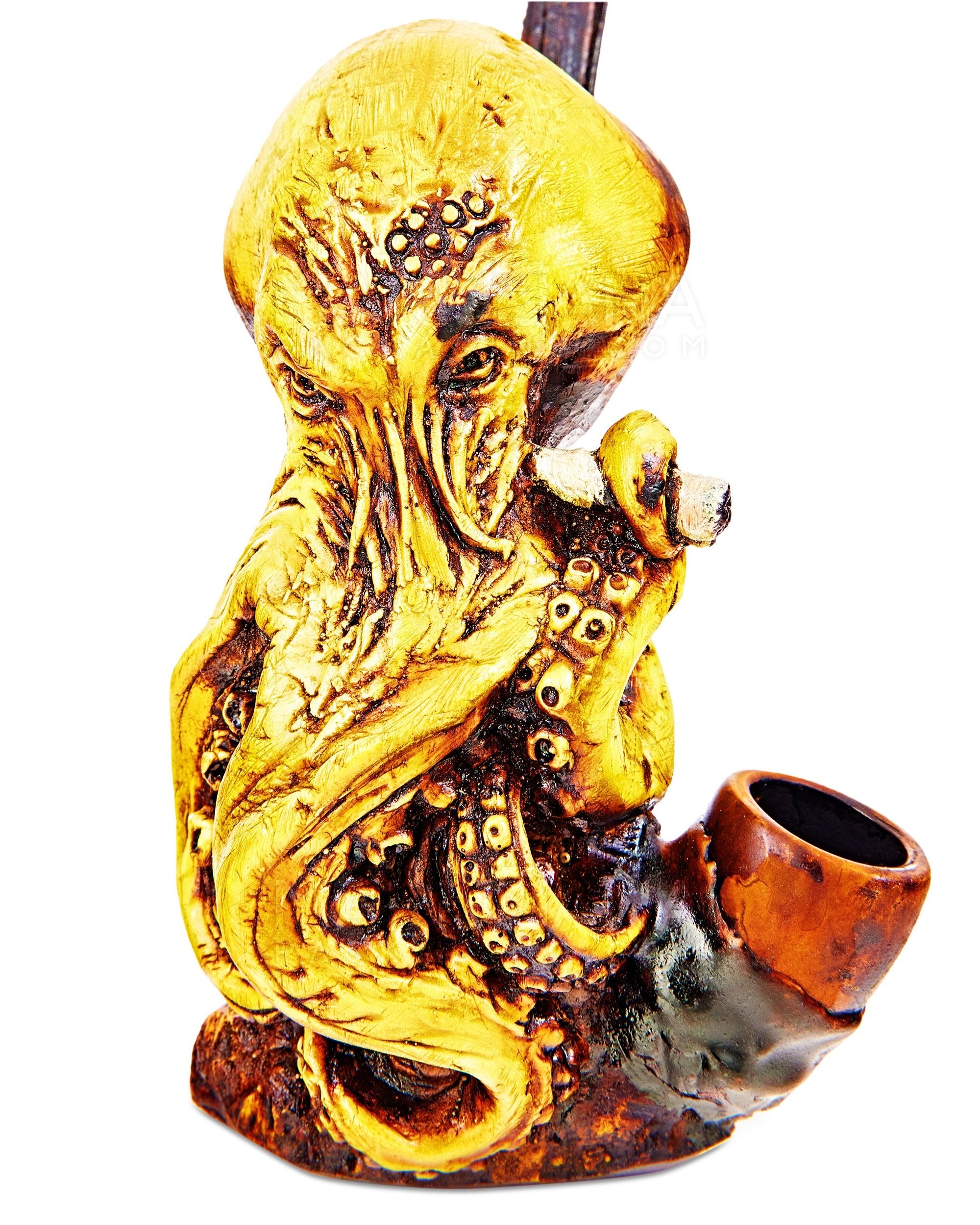 Kraken Wood Pipe | 5in Tall - Wood Bowl - Yellow - 6