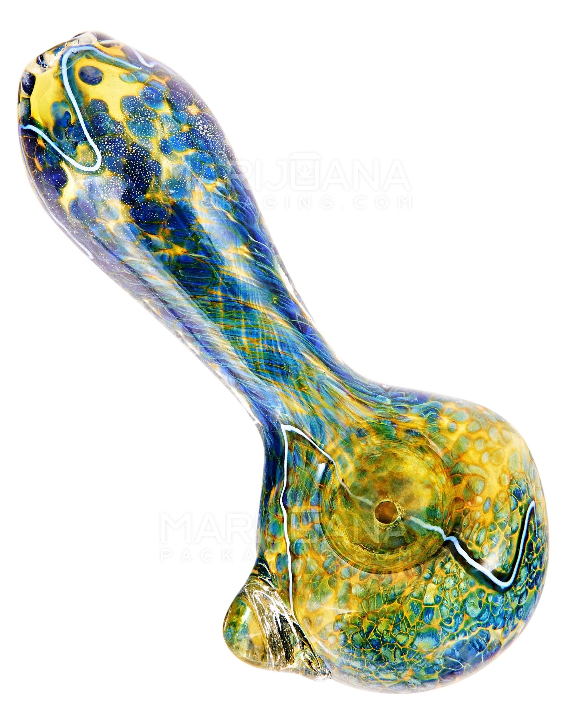 Frit & Swirl Spoon Hand Pipe w/ Knocker | 4in Long - Glass - Assorted - 1