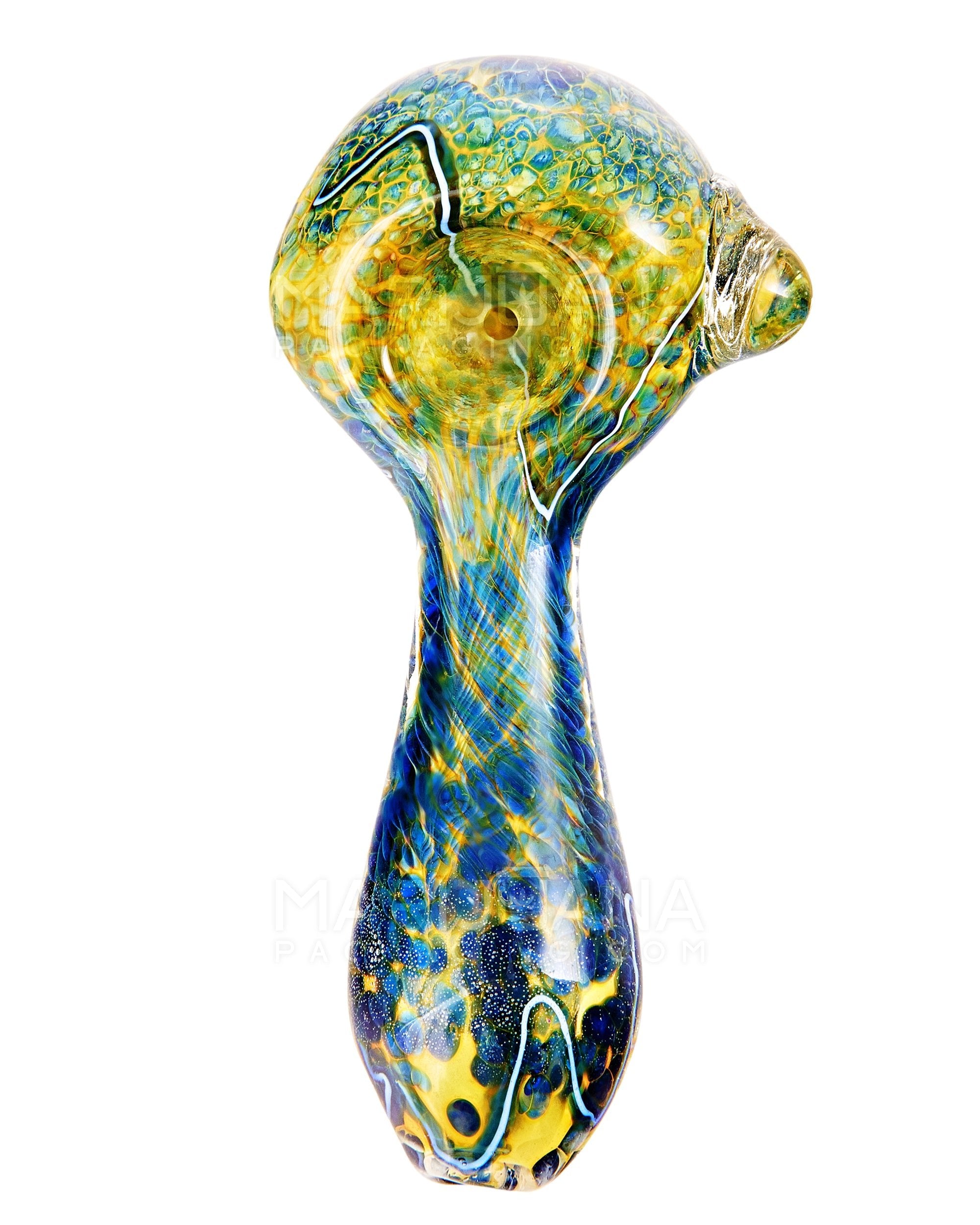 Frit & Swirl Spoon Hand Pipe w/ Knocker | 4in Long - Glass - Assorted - 2