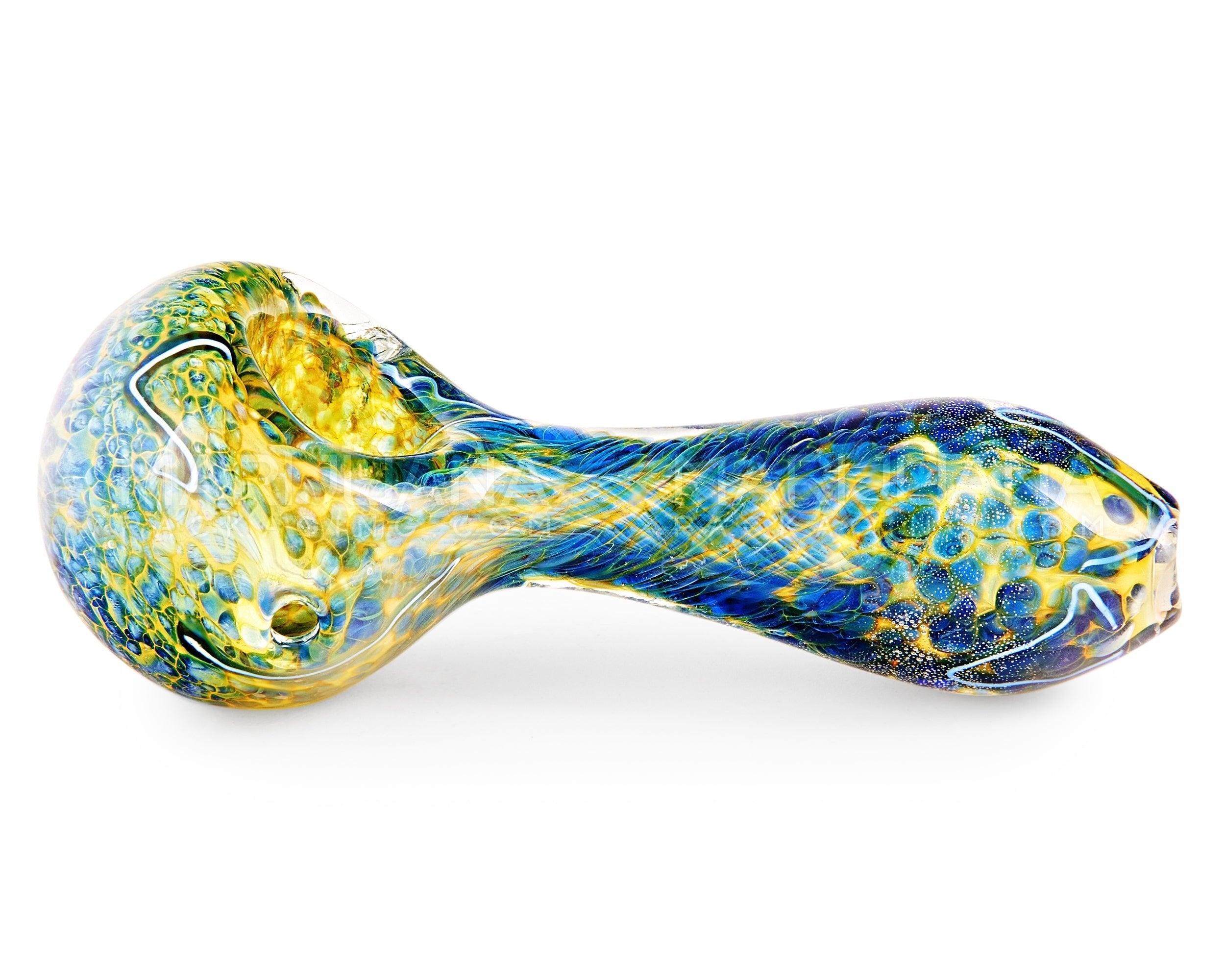 Frit & Swirl Spoon Hand Pipe w/ Knocker | 4in Long - Glass - Assorted - 5