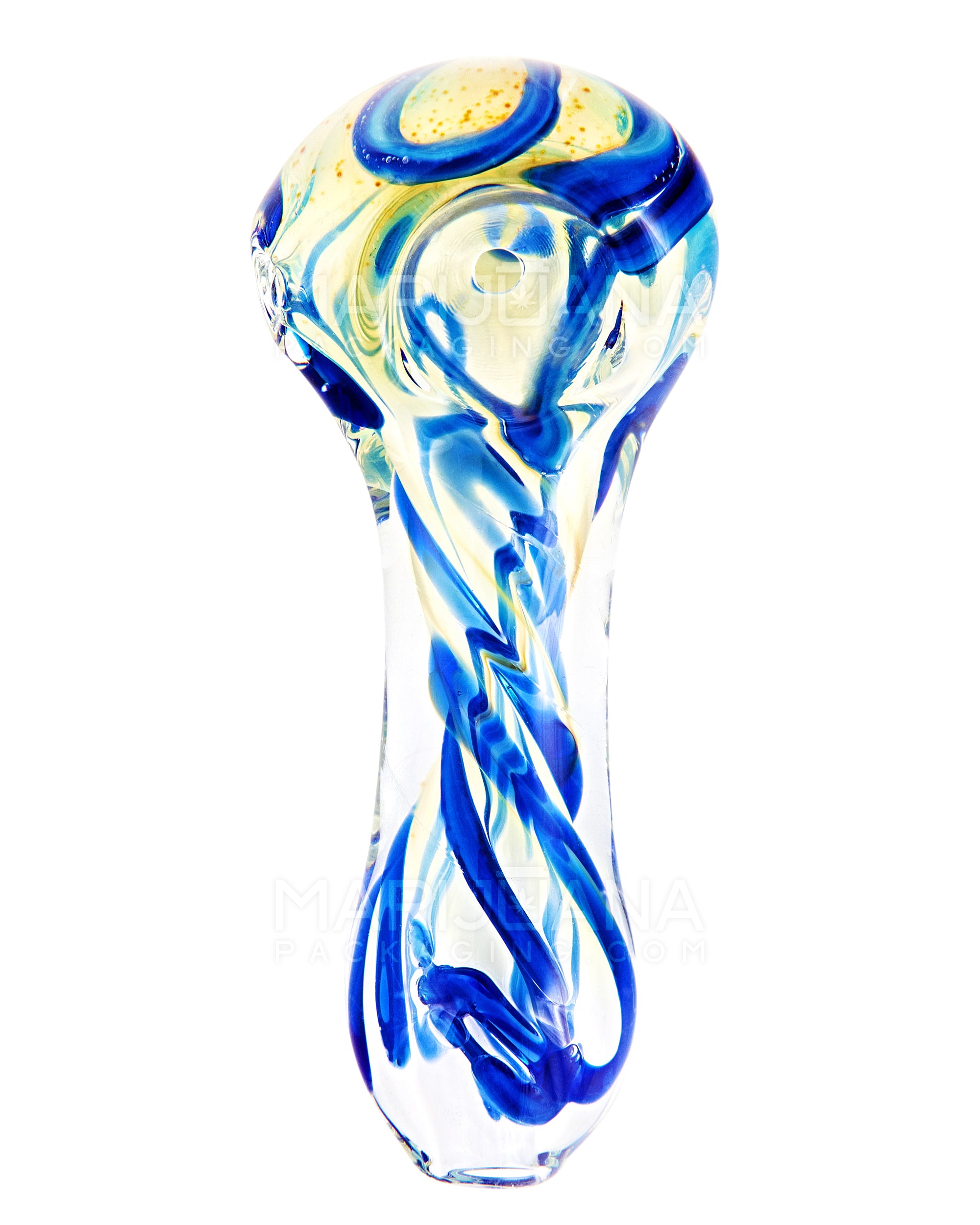 Spiral & Gold Fumed Spoon Hand Pipe | 4in Long - Glass - Assorted - 2