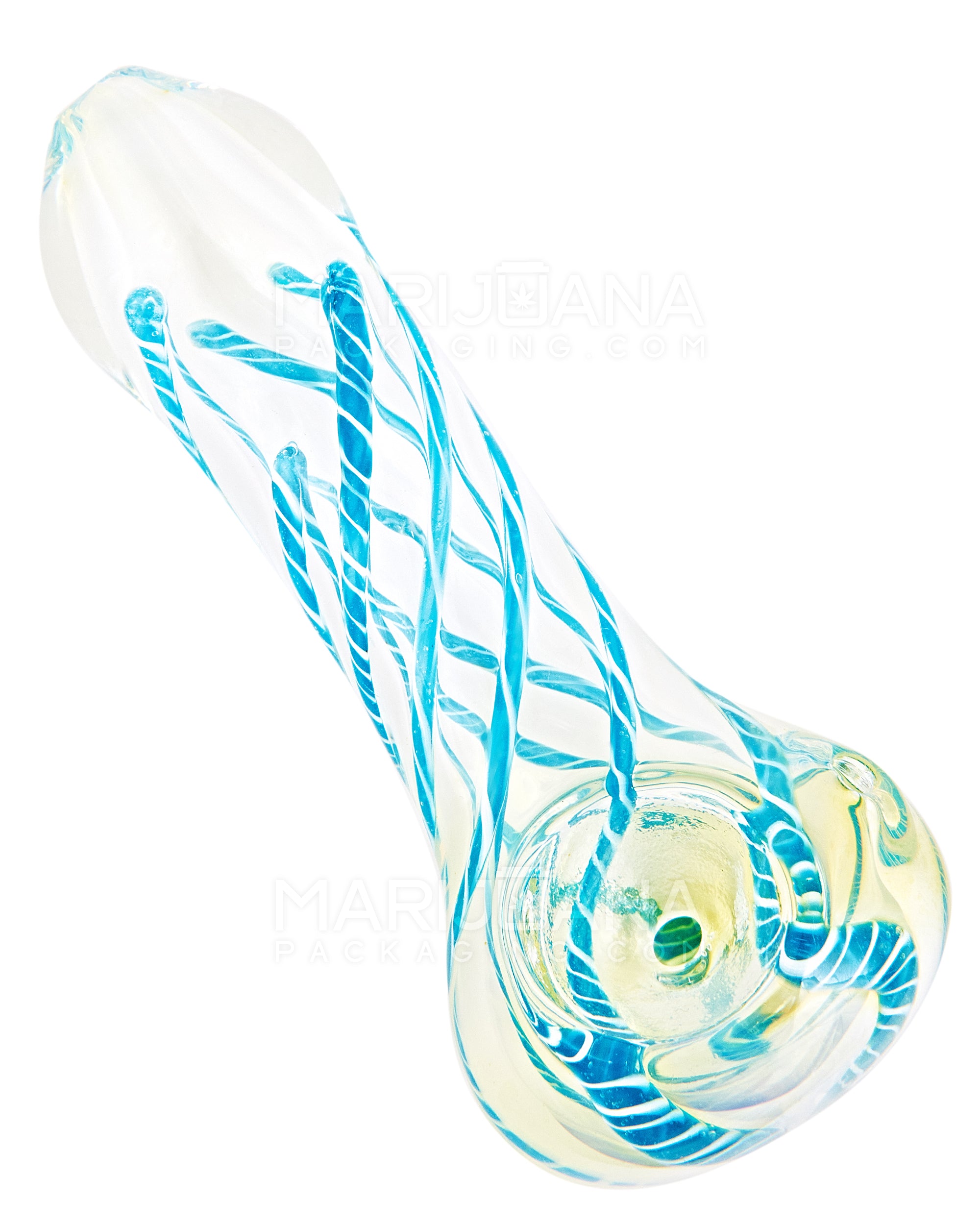 Spiral & Gold Fumed Spoon Hand Pipe | 4in Long - Glass - Assorted - 6