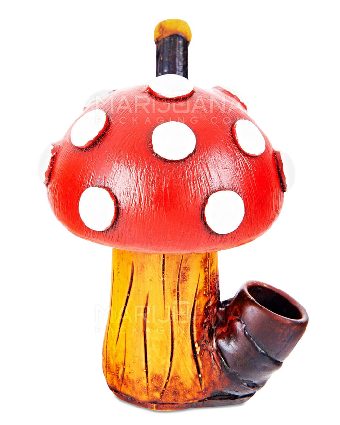 Mushroom Wood Pipe | 3in Tall - Wood Bowl - Red Image