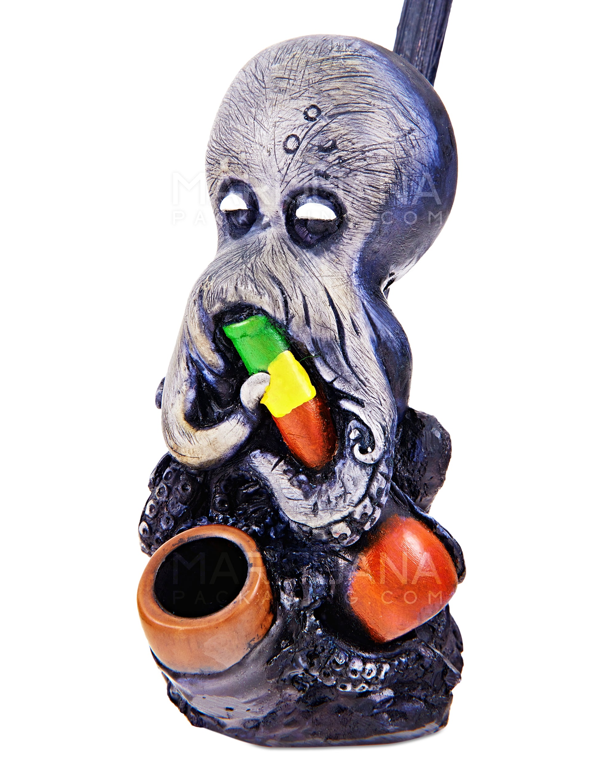 Rastapus Wood Pipe | 6in Tall - Wood Bowl - Grey - 5