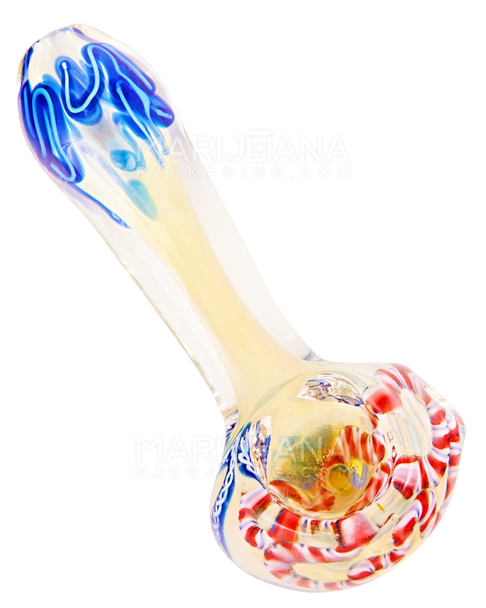 Ribboned & Frit Spoon Hand Pipe | 5in Long - Glass - Assorted Image