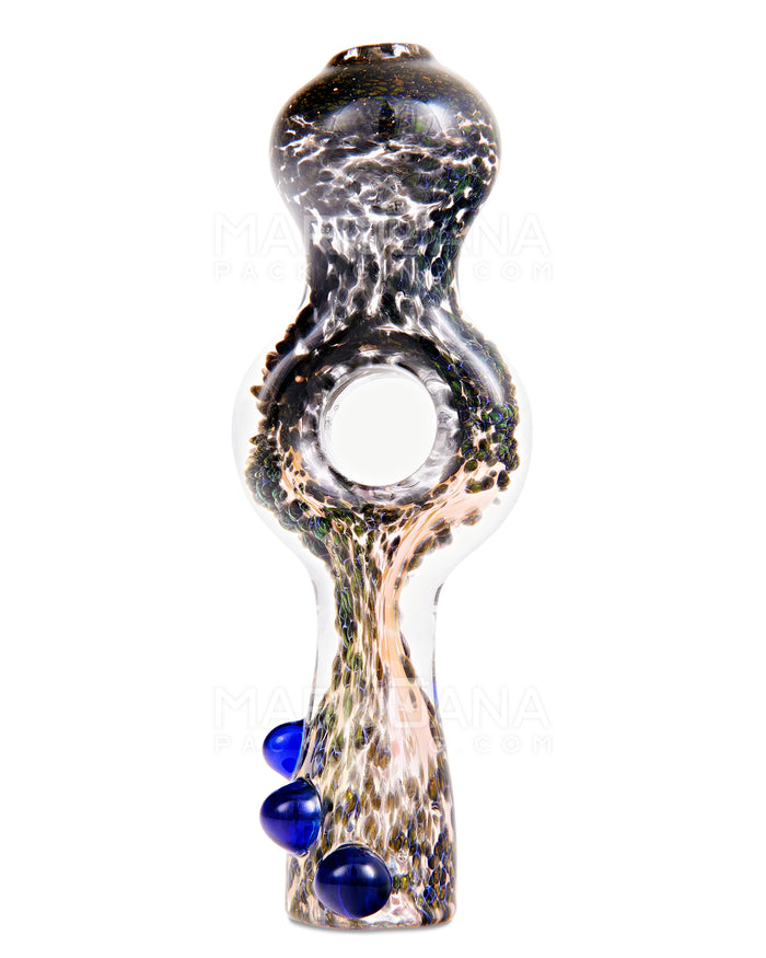 Frit Donut Chillum Hand Pipe w/ Triple Knockers | 4in Long - Glass - Assorted Image