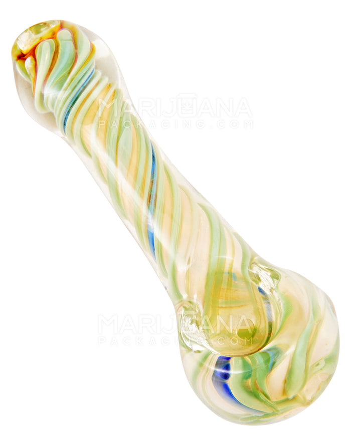 Spiral & Gold Fumed Spoon Hand Pipe | 4in Long - Glass - Assorted Image