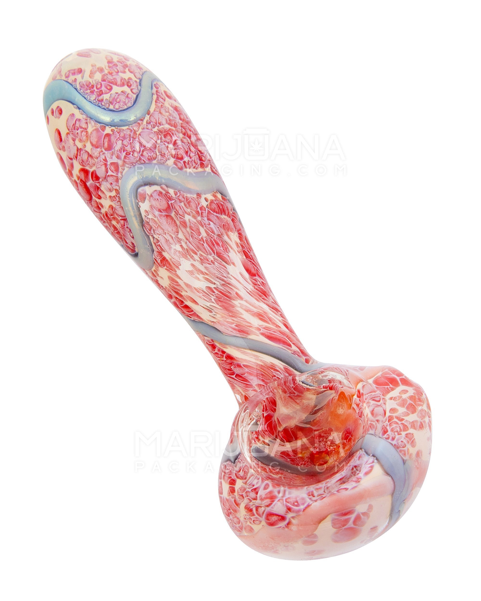 Frit & Fumed Spoon Hand Pipe w/ Swirls | 4in Long - Glass - Assorted - 1