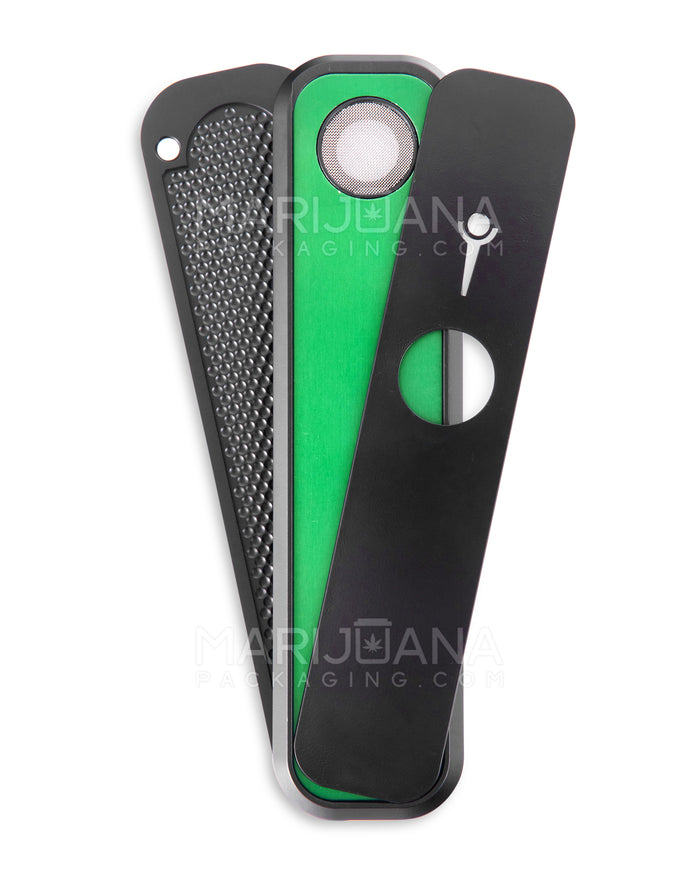 GENIUS PIPE | Classic Color Liberation Magnetic Slider Pipe w/ Black Slider | 6in Long - Metal - Black & Green Image