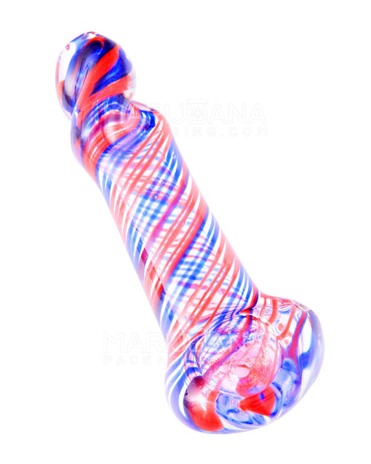 Variety Mouthpiece Spiral Spoon Hand Pipe w/ Ribboning | 4.5in Long - Glass - Assorted - 1