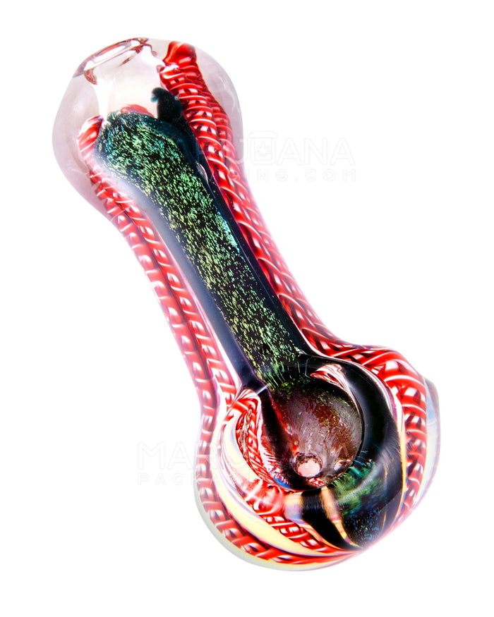 Dichro & Swirl Spoon Hand Pipe w/ Ribboning | 3.5in Long - Glass - Assorted Image