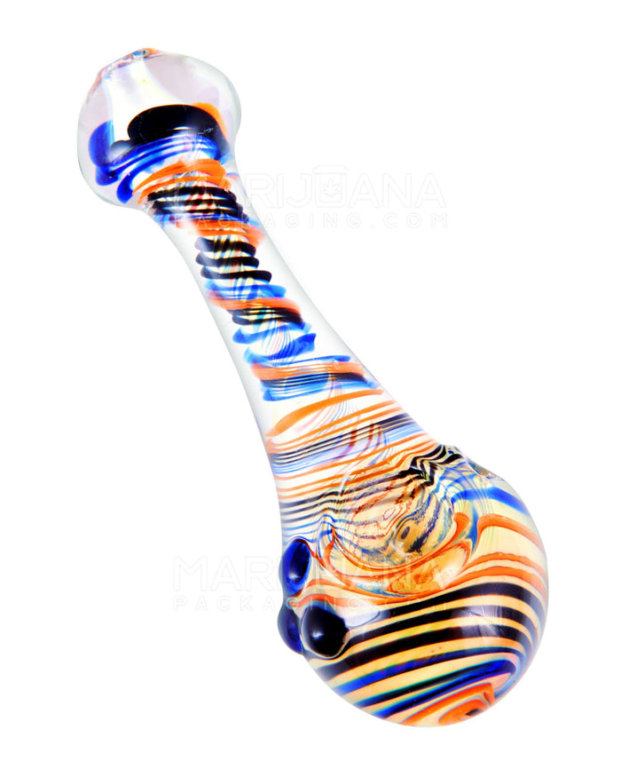 Spiral & Fumed Spoon Hand Pipe w/ Triple Knockers | 4.5in Long - Glass - Assorted Image