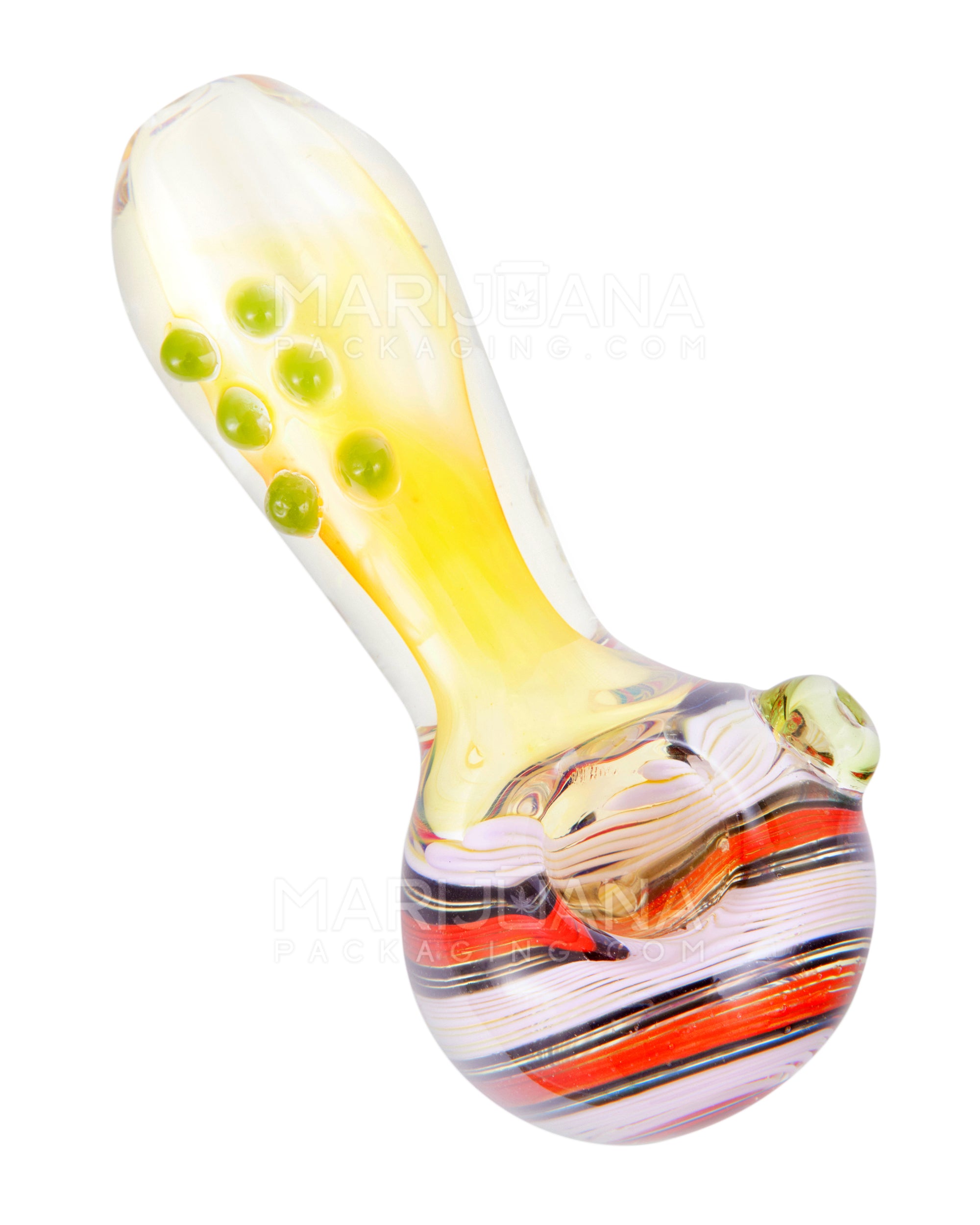 Swirl & Multi Fumed Spoon Hand Pipe w/ Multi Knockers | 5in Long - Glass - Assorted - 1