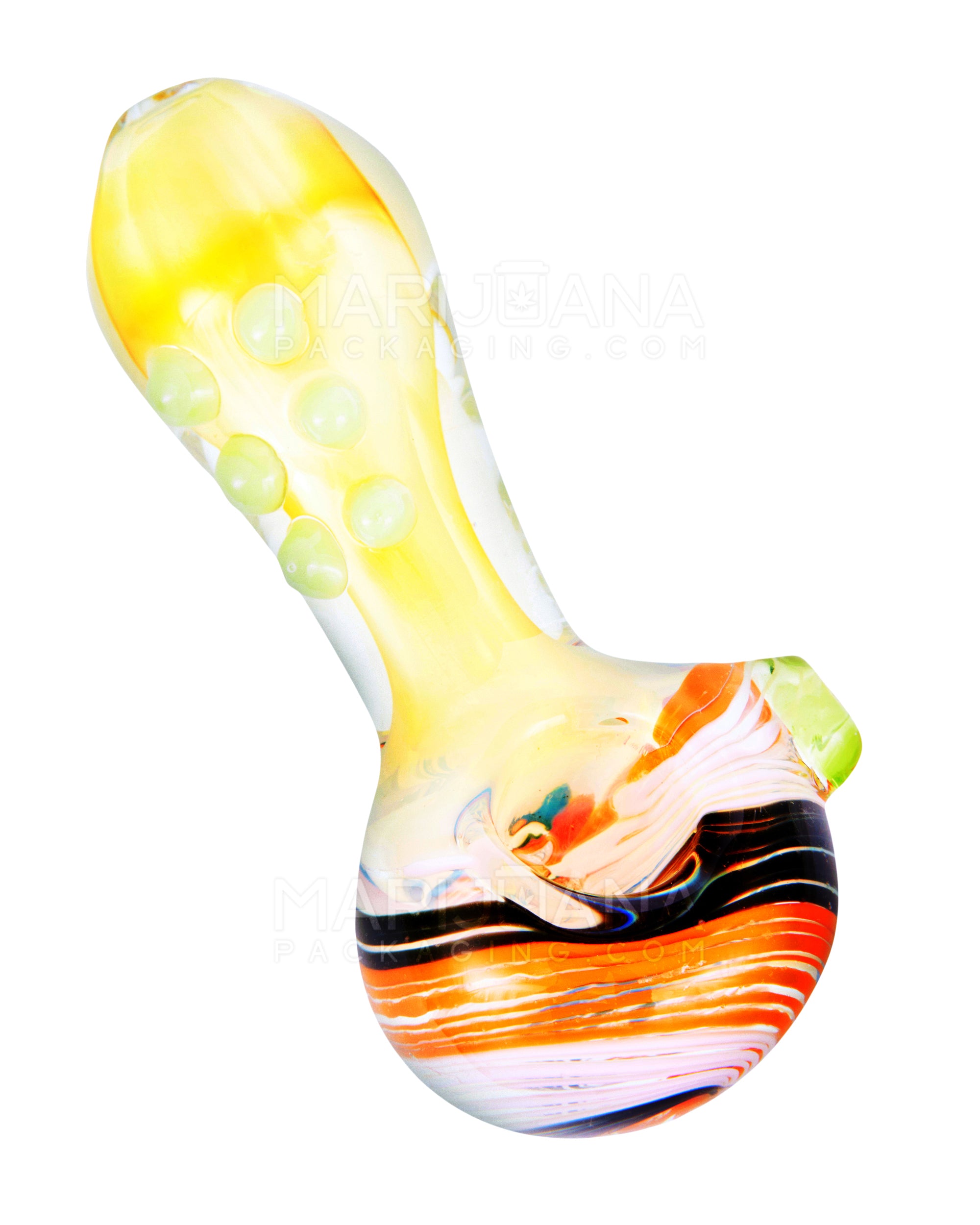 Swirl & Multi Fumed Spoon Hand Pipe w/ Multi Knockers | 5in Long - Glass - Assorted - 7