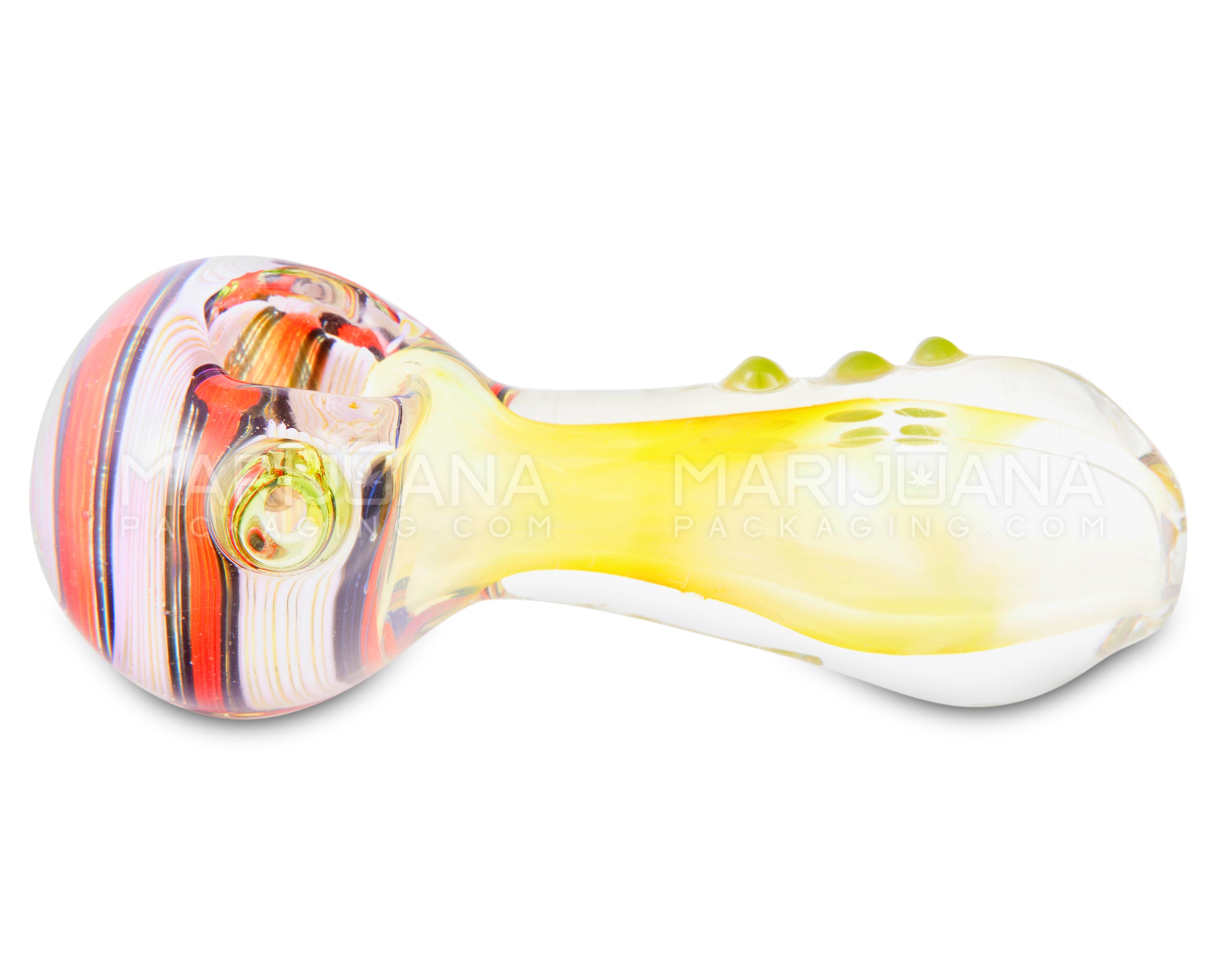 Swirl & Multi Fumed Spoon Hand Pipe w/ Multi Knockers | 5in Long - Glass - Assorted - 5