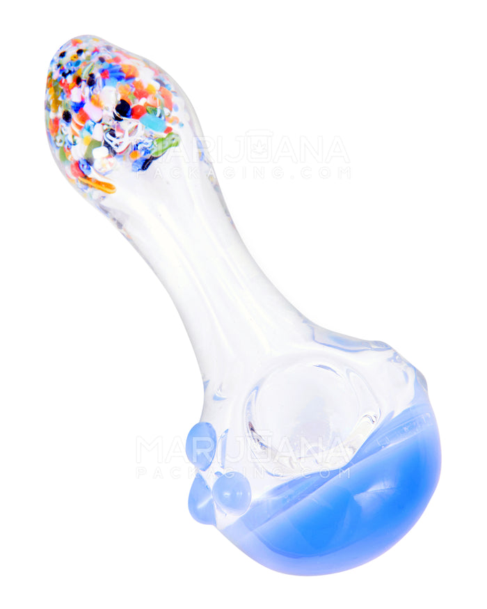 Fritted Mouthpiece Spoon Hand Pipe w/ Colored Head | 5in Long - Glass - Assorted Image