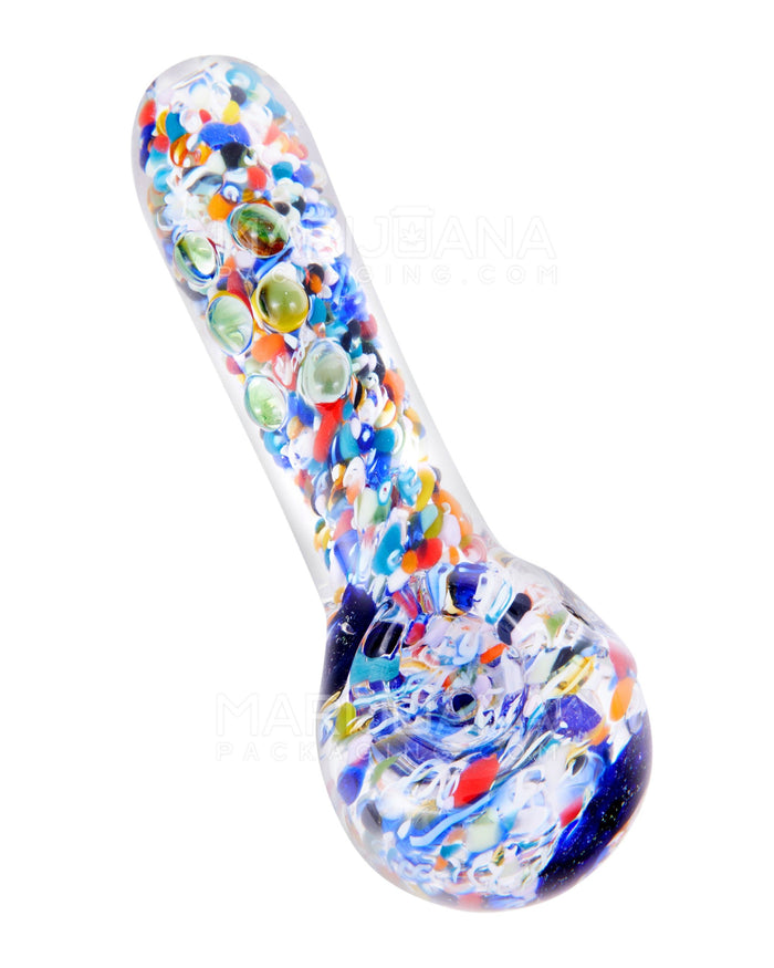 Frit & Dichro Spoon Hand Pipe w/ Multi Knockers | 4.5in Long - Glass - Assorted Image